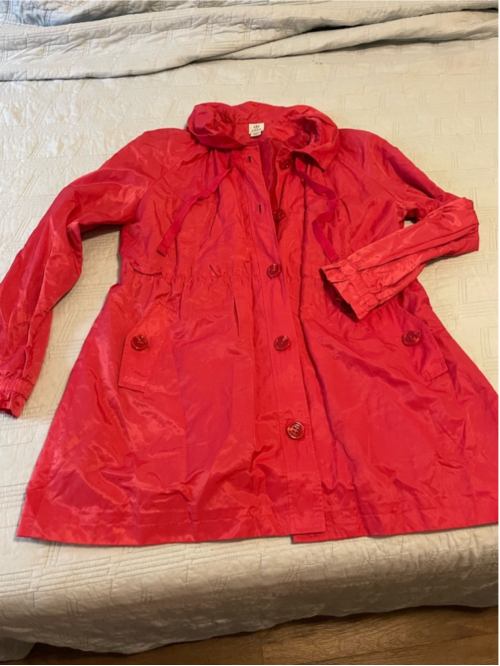 Women’s coral Lightweight Button-Front Trench Coat